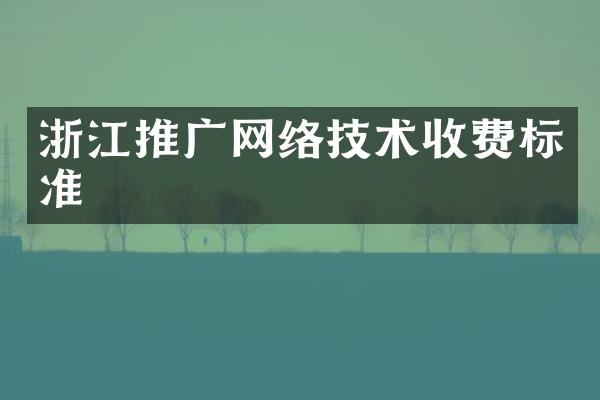 浙江推广网络技术收费标准