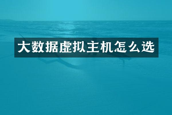 大数据虚拟主机怎么选