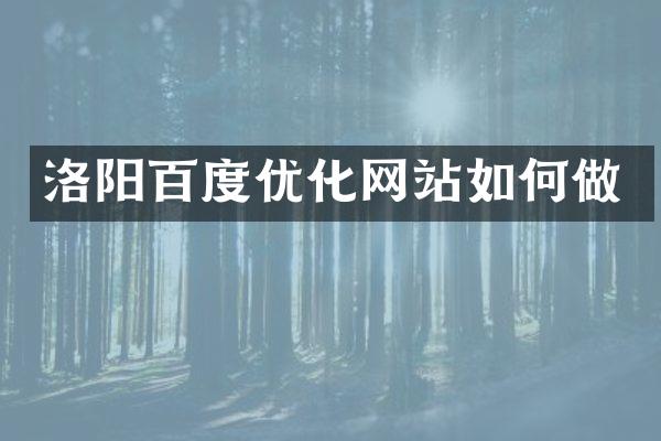 洛阳百度优化网站如何做