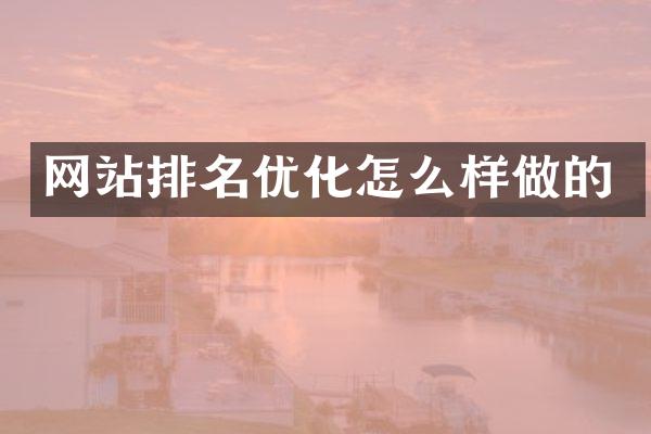 网站排名优化怎么样做的