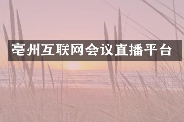 亳州互联网会议直播平台