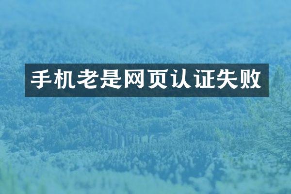 手机老是网页认证失败