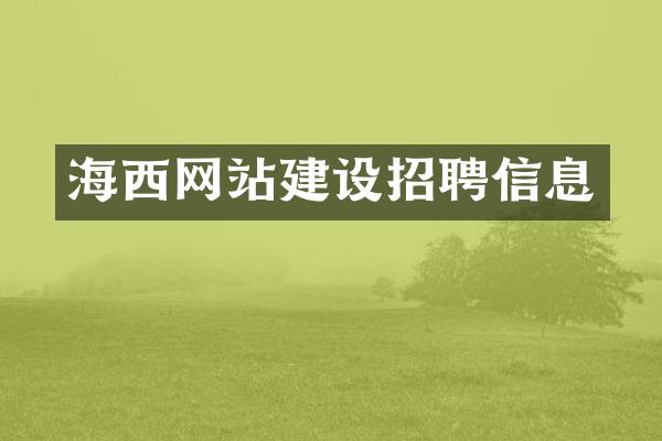 海西网站建设招聘信息