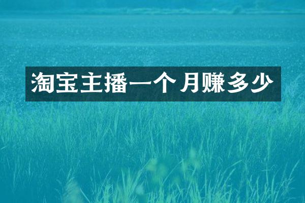 淘宝主播一个月赚多少