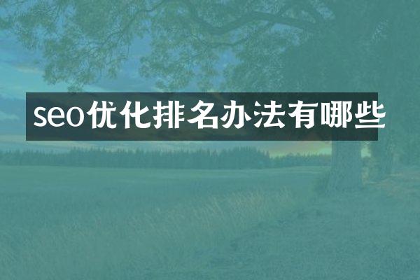 seo优化排名办法有哪些