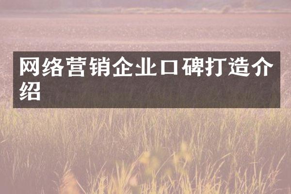 网络营销企业口碑打造介绍