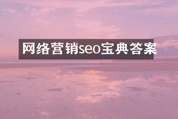 网络营销seo宝典答案