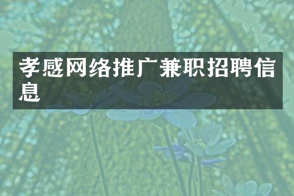 孝感网络推广兼职招聘信息