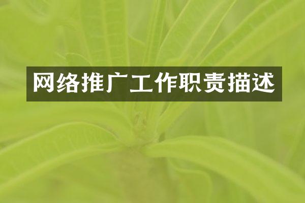 网络推广工作职责描述