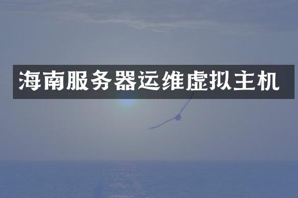 海南服务器运维虚拟主机
