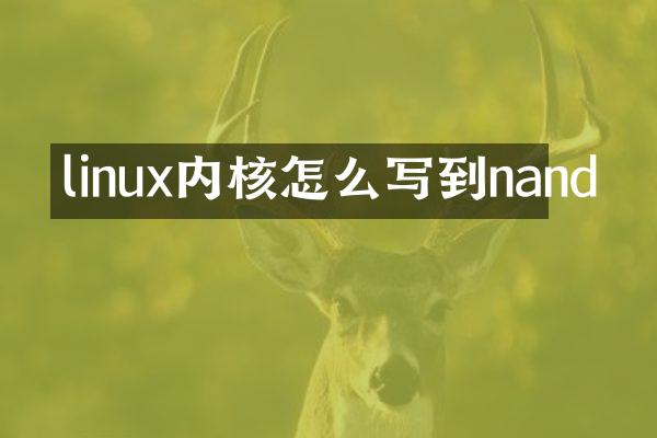 linux内核怎么写到nand