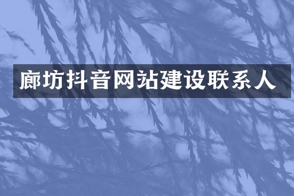 廊坊抖音网站建设联系人