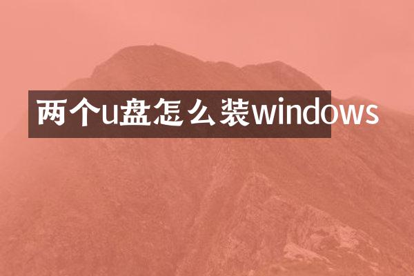两个u盘怎么装windows