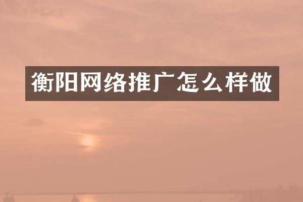 衡阳网络推广怎么样做
