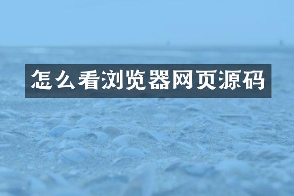 怎么看浏览器网页源码