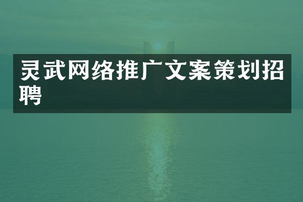 灵武网络推广文案策划招聘