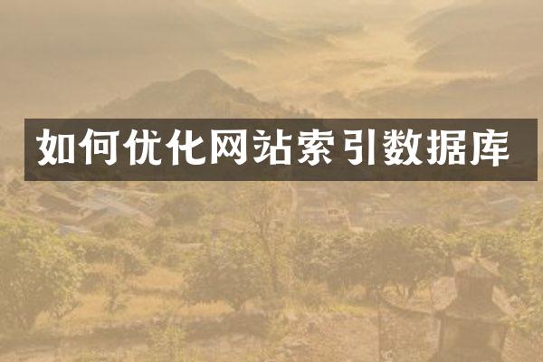 如何优化网站索引数据库