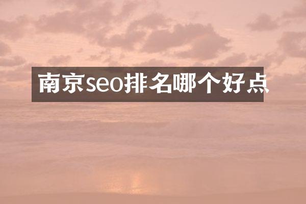 南京seo排名哪个好点