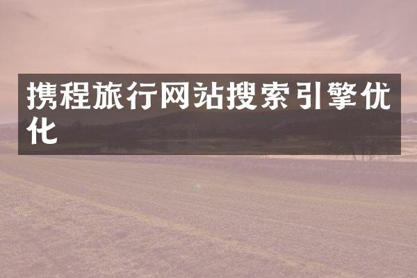 携程旅行网站搜索引擎优化