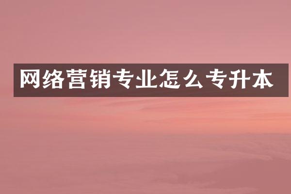网络营销专业怎么专升本