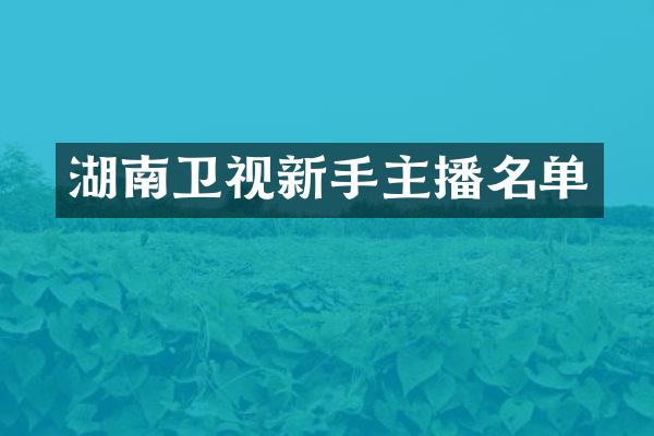 湖南卫视新手主播名单