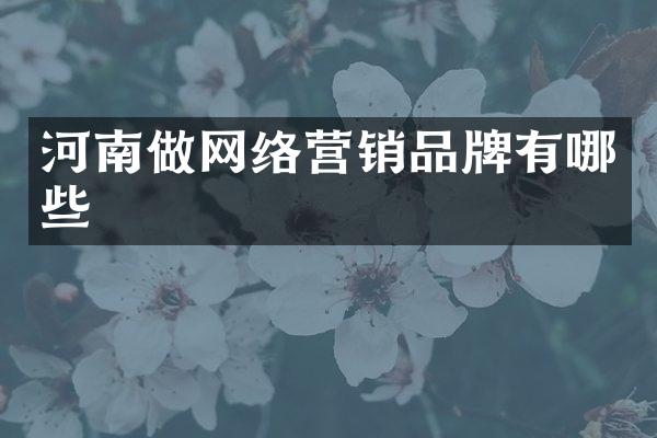 河南做网络营销品牌有哪些