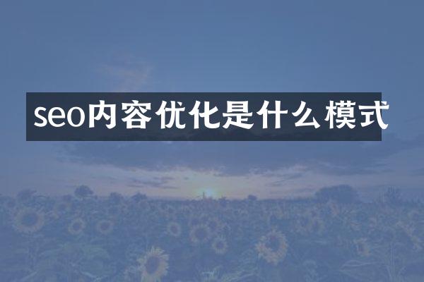 seo内容优化是什么模式