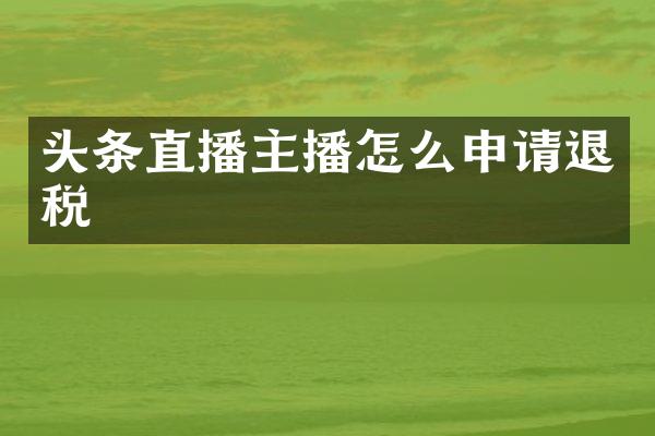头条直播主播怎么申请退税