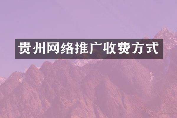 贵州网络推广收费方式