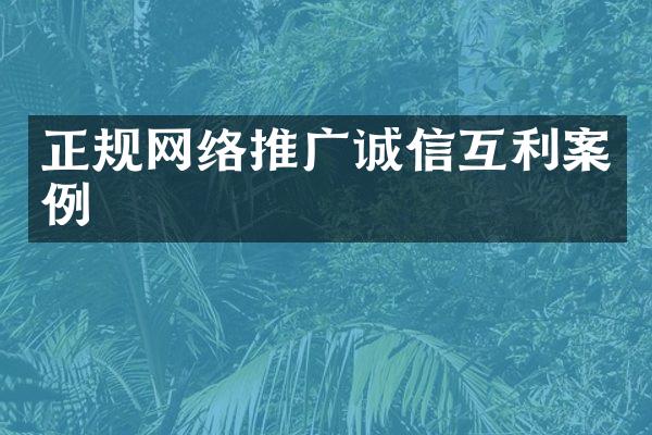 正规网络推广诚信互利案例