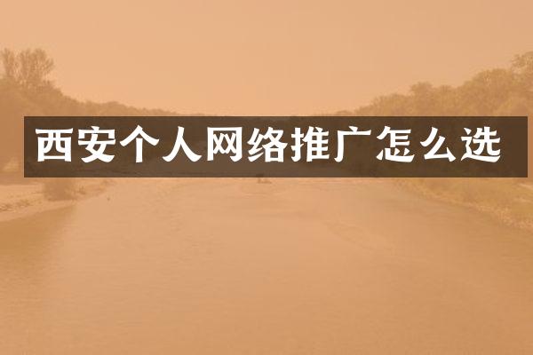 西安个人网络推广怎么选