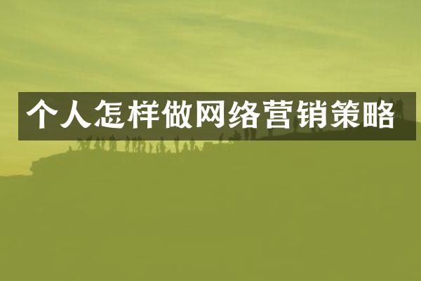 个人怎样做网络营销策略