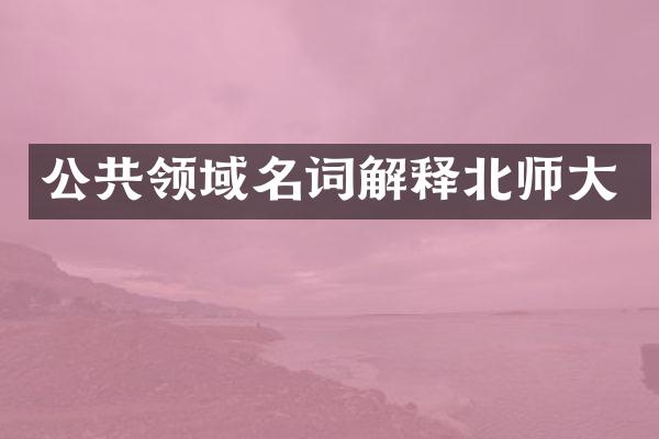 公共领域名词解释北师大