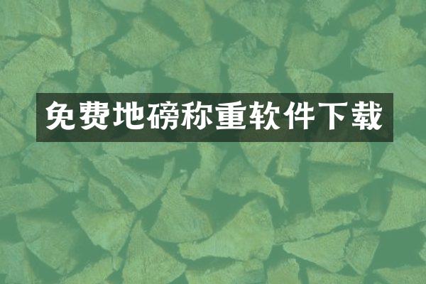 免费地磅称重软件下载