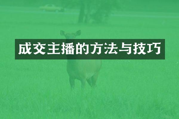 成交主播的方法与技巧