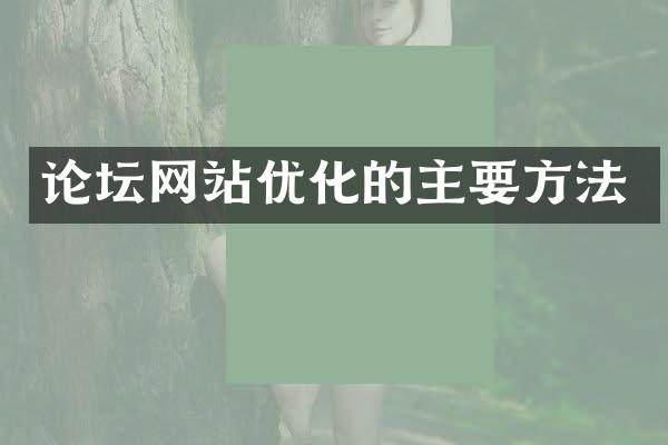 论坛网站优化的主要方法