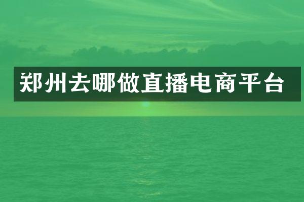 郑州去哪做直播电商平台