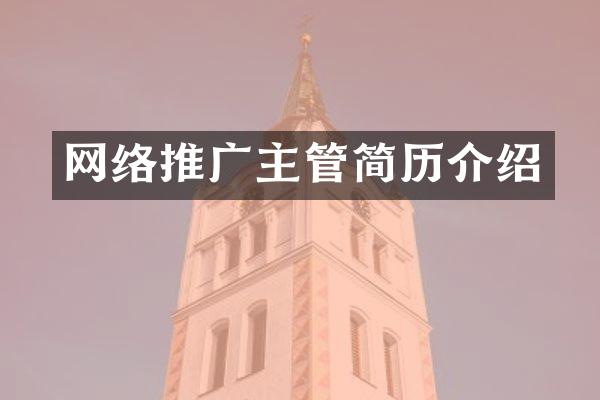 网络推广主管简历介绍