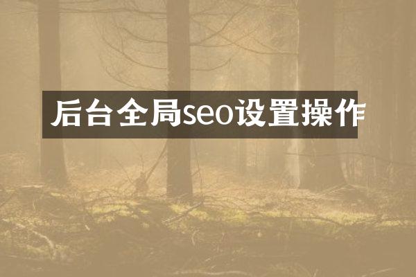 后台全局seo设置操作