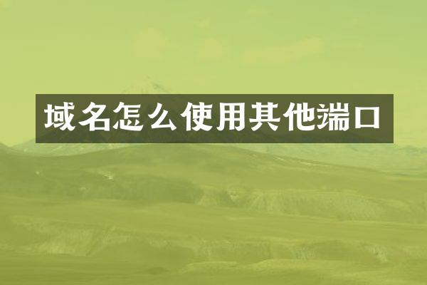 域名怎么使用其他端口