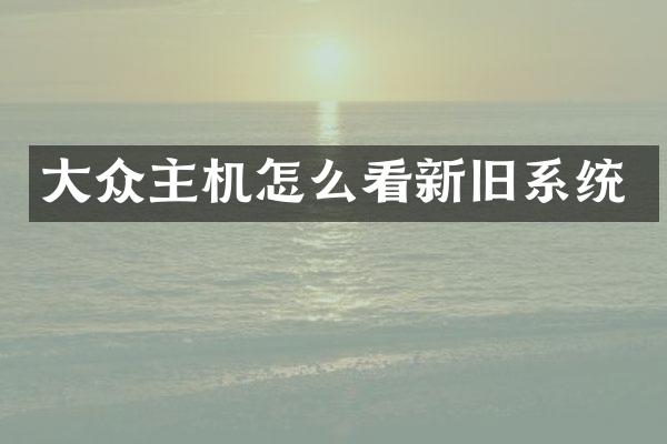 大众主机怎么看新旧系统