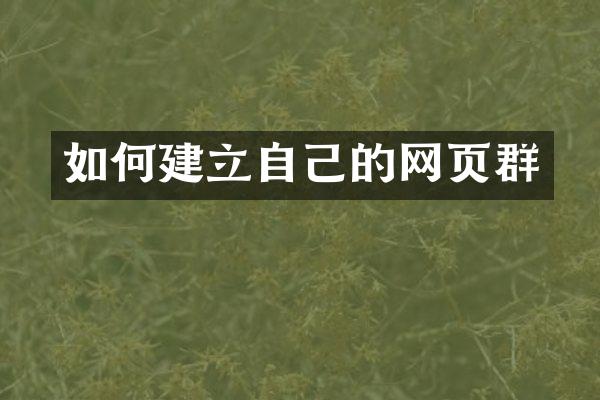 如何建立自己的网页群