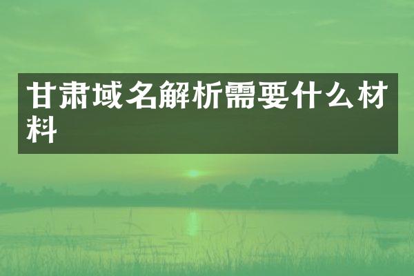 甘肃域名解析需要什么材料