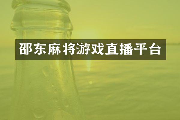 邵东麻将游戏直播平台