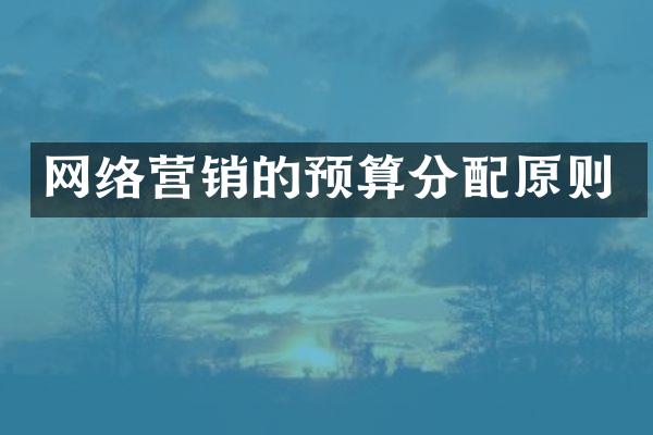 网络营销的预算分配原则
