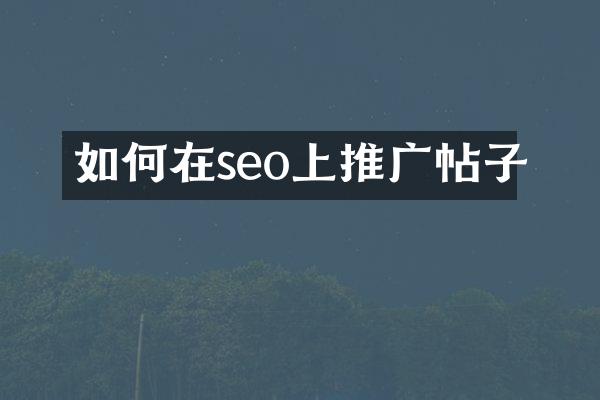 如何在seo上推广帖子