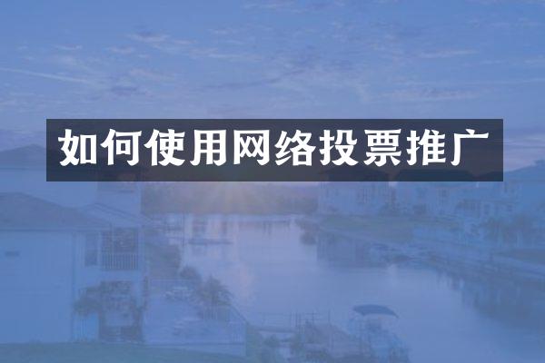 如何使用网络投票推广