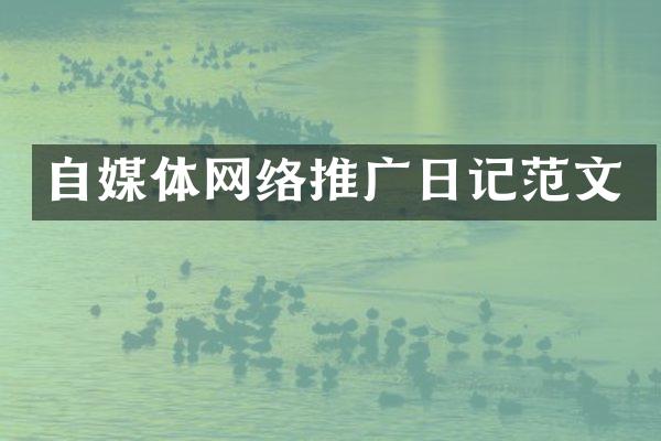 自媒体网络推广日记范文