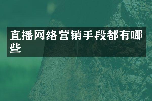 直播网络营销手段都有哪些