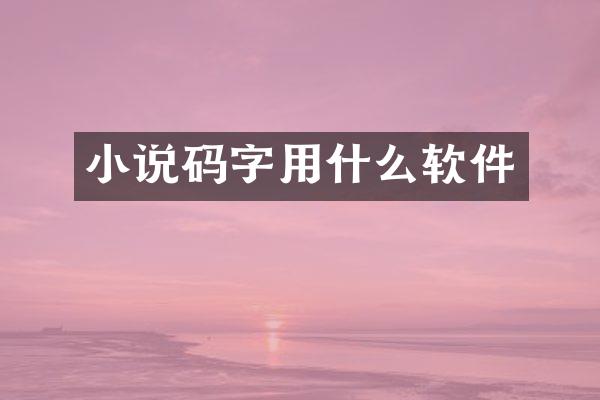 小说码字用什么软件
